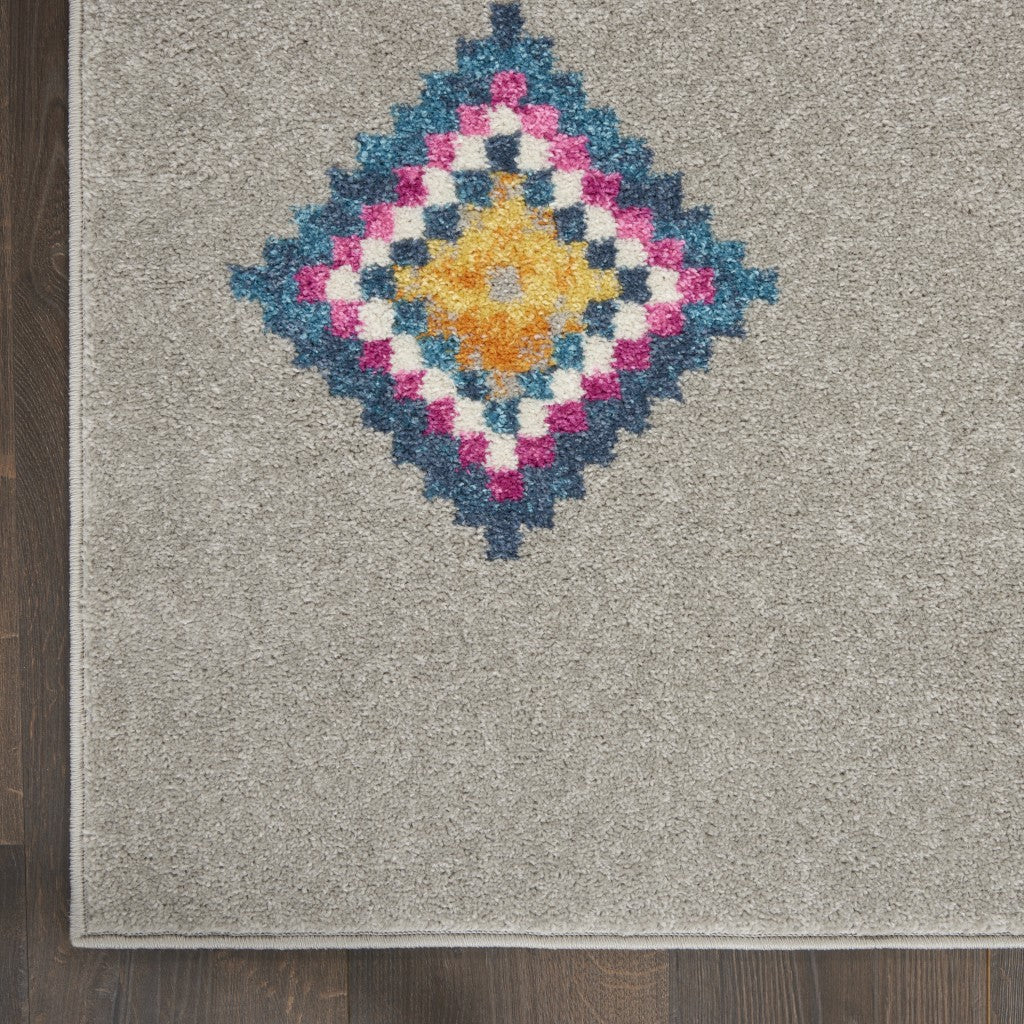 HomeRoots 7' x 10' Gray and Multicolor Geometric Area Rug