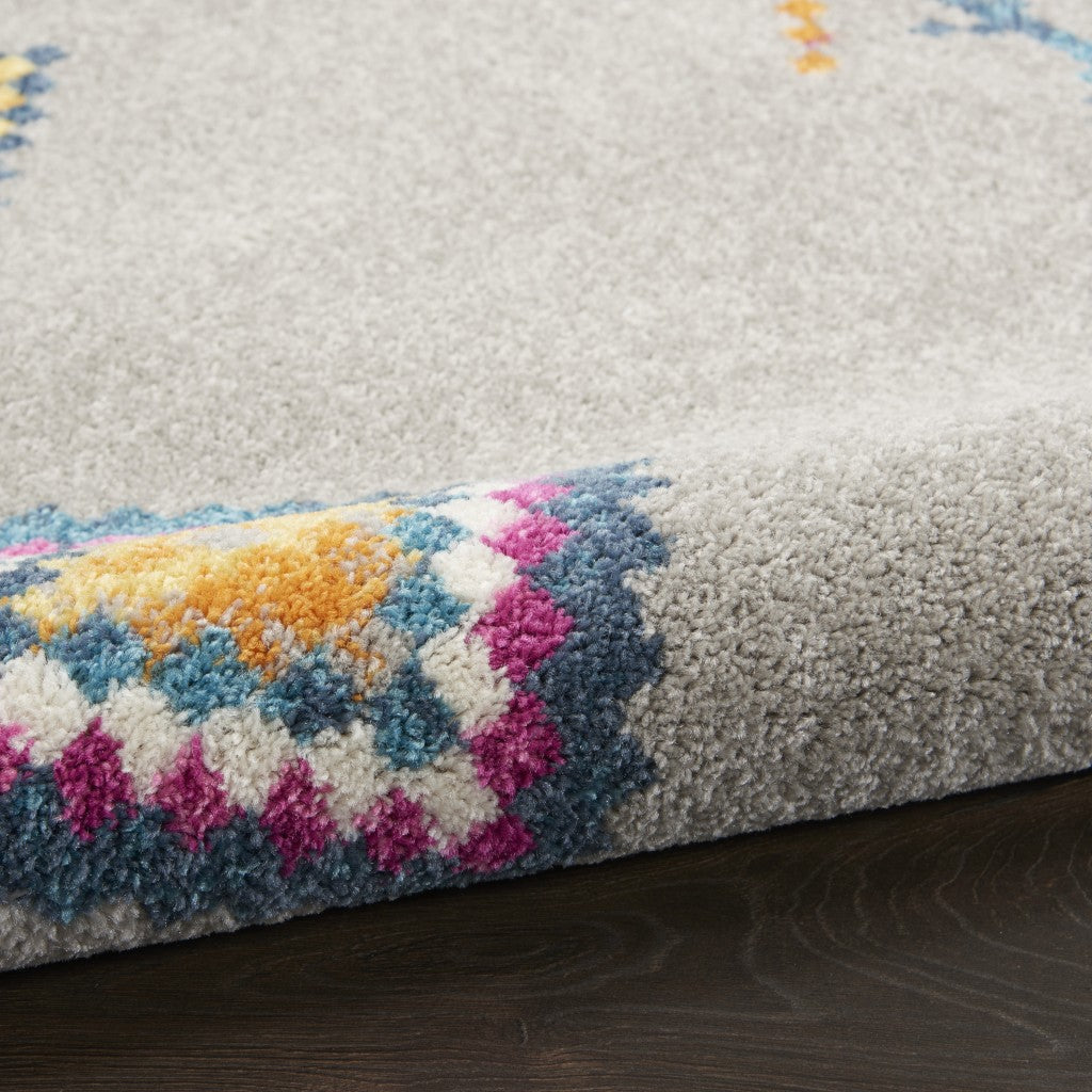 HomeRoots 7' x 10' Gray and Multicolor Geometric Area Rug