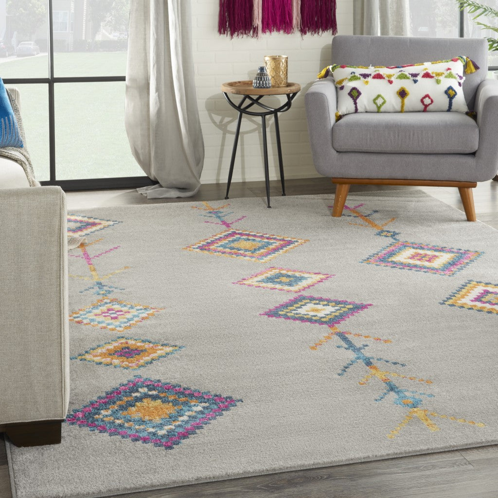 HomeRoots 7' x 10' Gray and Multicolor Geometric Area Rug