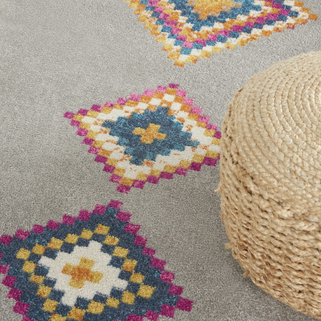 HomeRoots 7' x 10' Gray and Multicolor Geometric Area Rug