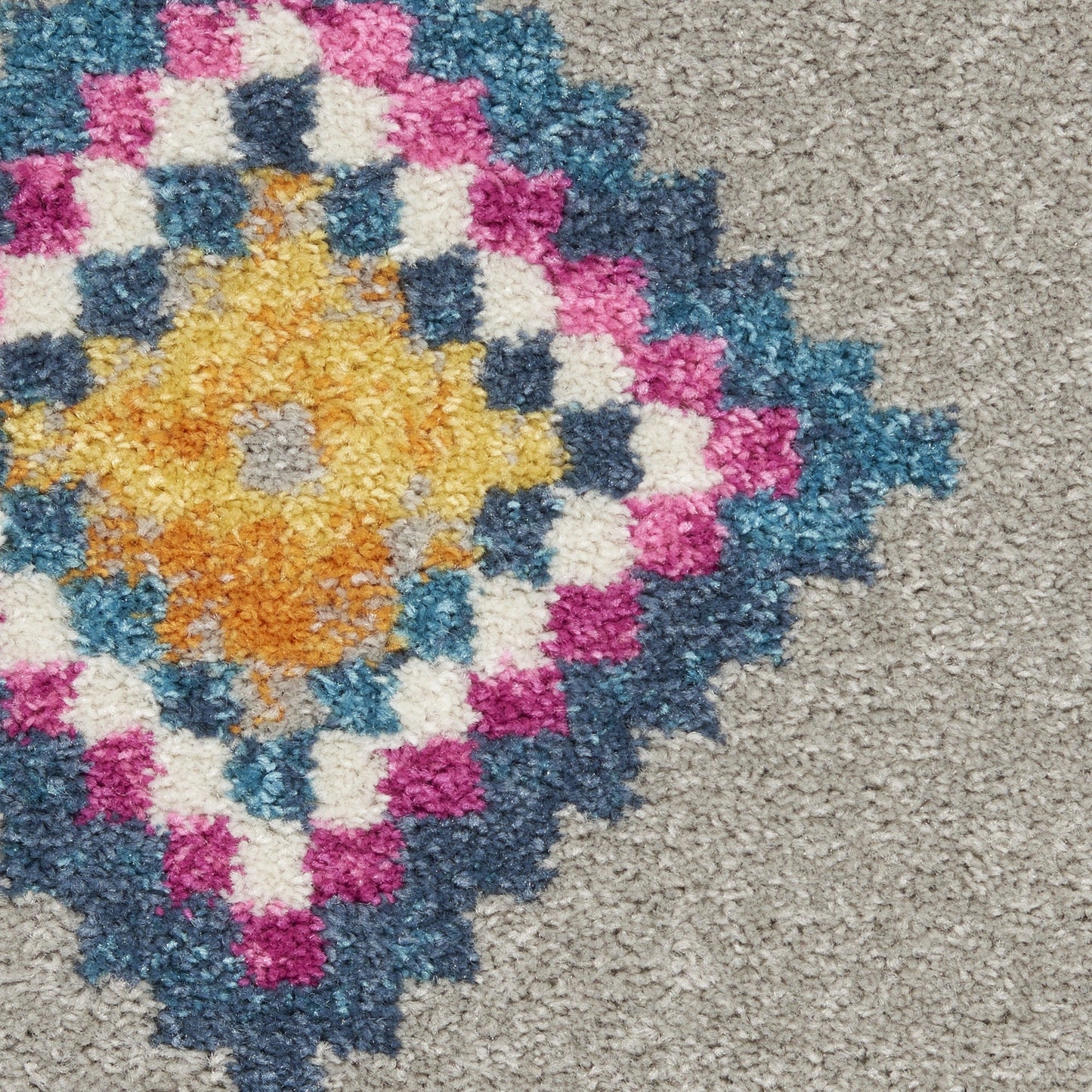 HomeRoots 7' x 10' Gray and Multicolor Geometric Area Rug