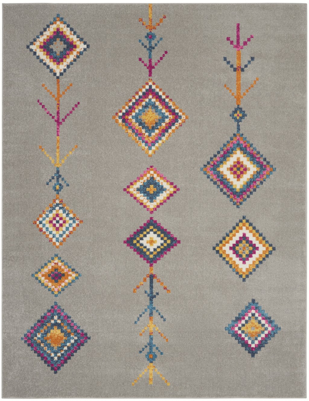 HomeRoots 7' x 10' Gray and Multicolor Geometric Area Rug