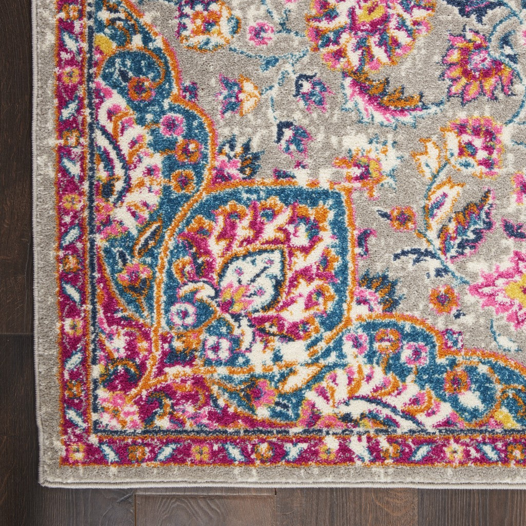 HomeRoots 7' x 10' Gray and Pink Medallion Area Rug