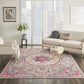 HomeRoots 7' x 10' Gray and Pink Medallion Area Rug
