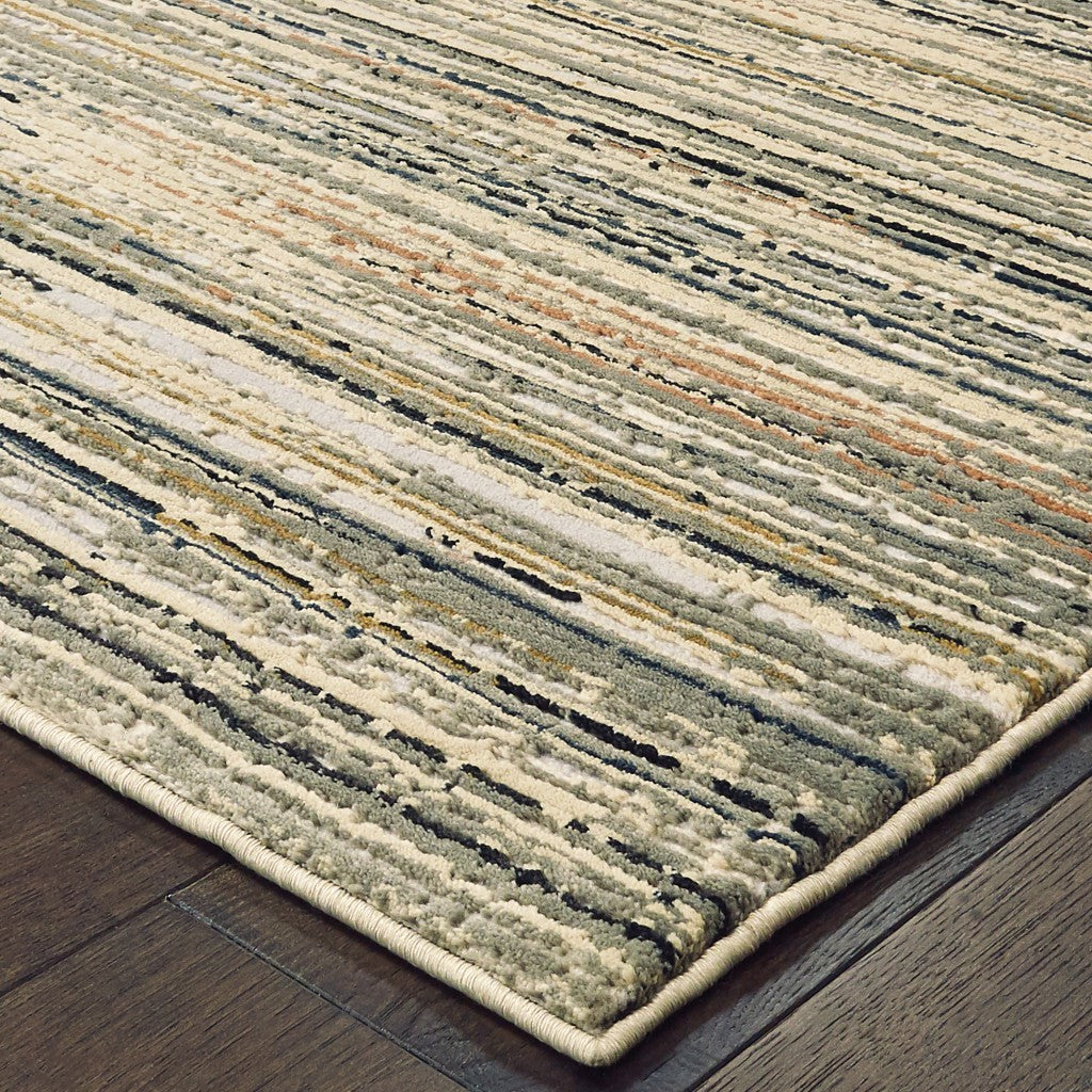 HomeRoots 7' x 10' Ivory and Sage Abstract Lines Indoor Area Rug