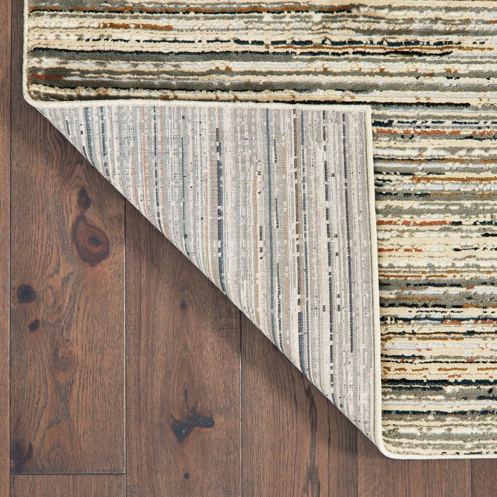HomeRoots 7' x 10' Ivory and Sage Abstract Lines Indoor Area Rug