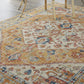 HomeRoots 7' x 10' Ivory and Yellow Center Medallion Area Rug
