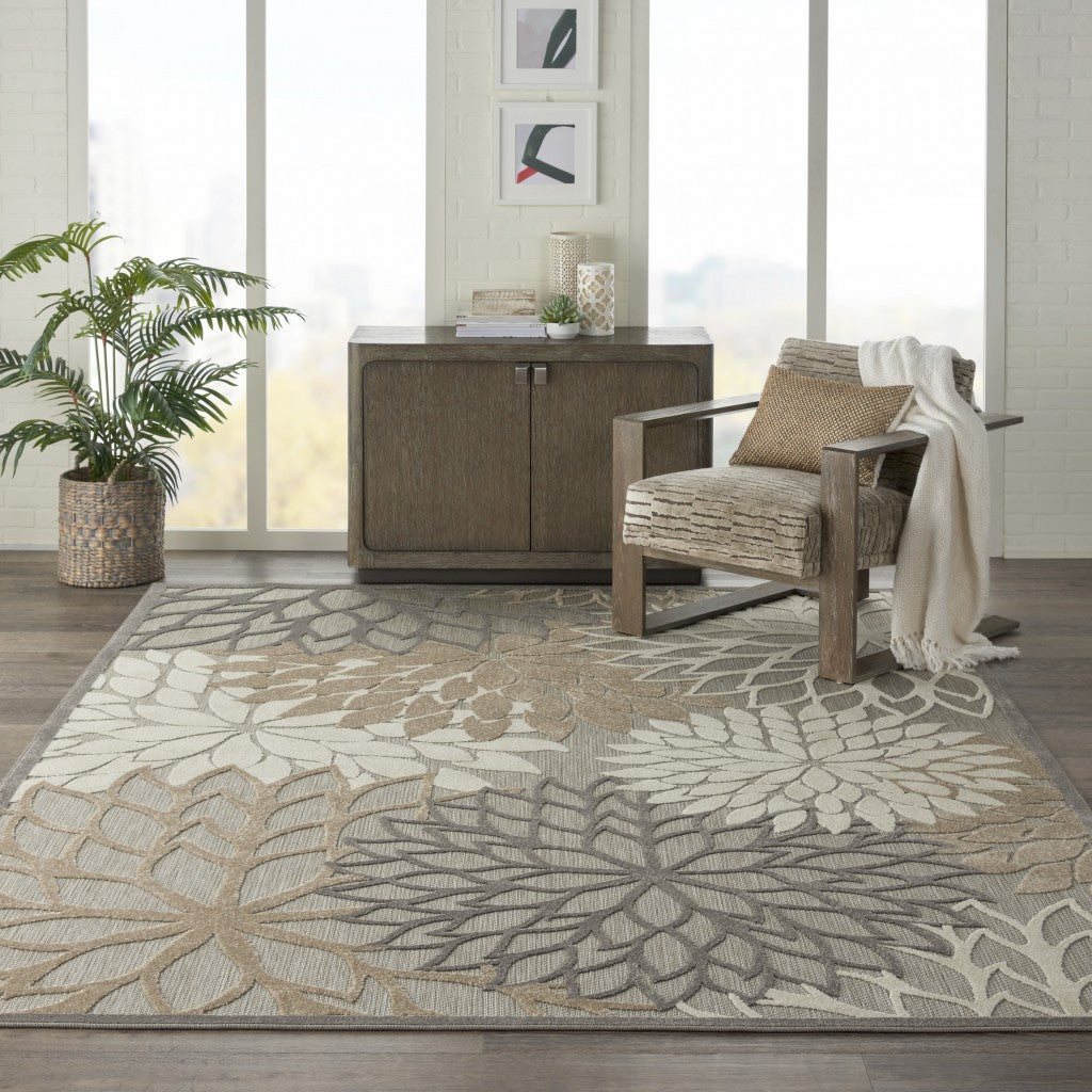 HomeRoots 7' x 10' Natural and Gray Indoor Outdoor Area Rug