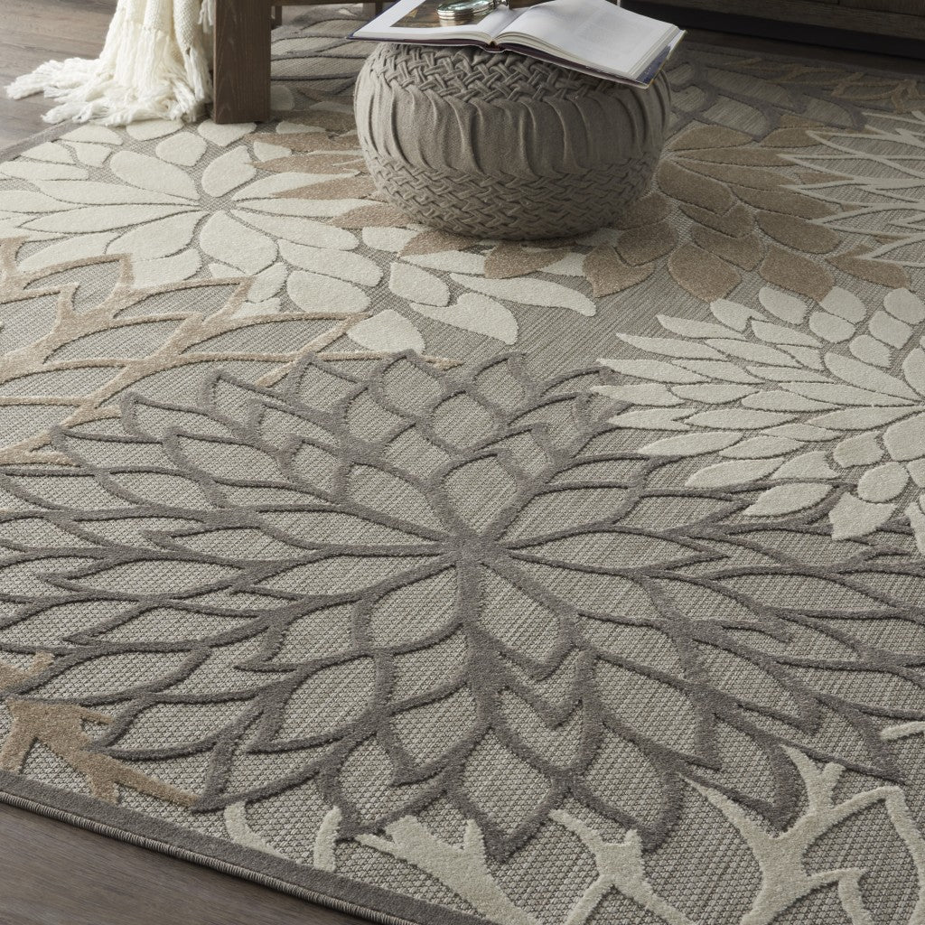 HomeRoots 7' x 10' Natural and Gray Indoor Outdoor Area Rug
