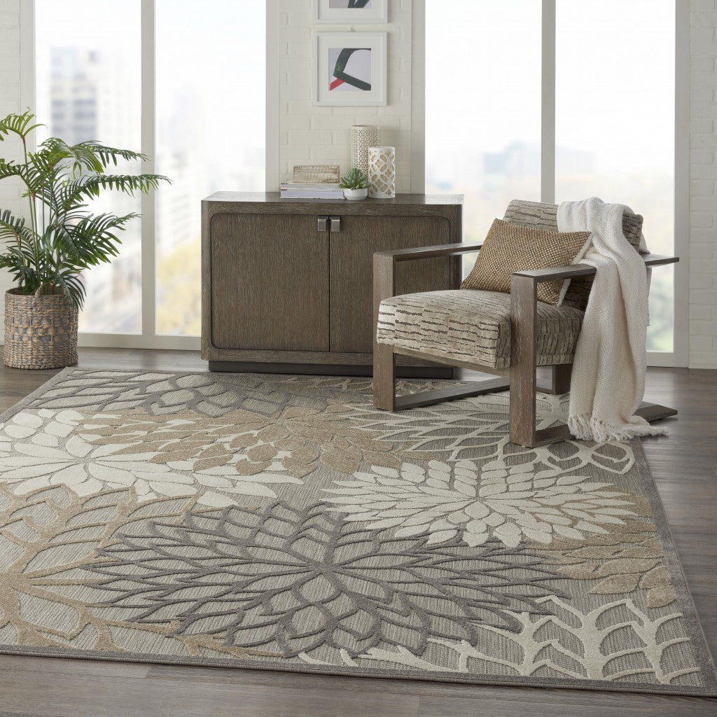 HomeRoots 7' x 10' Natural and Gray Indoor Outdoor Area Rug