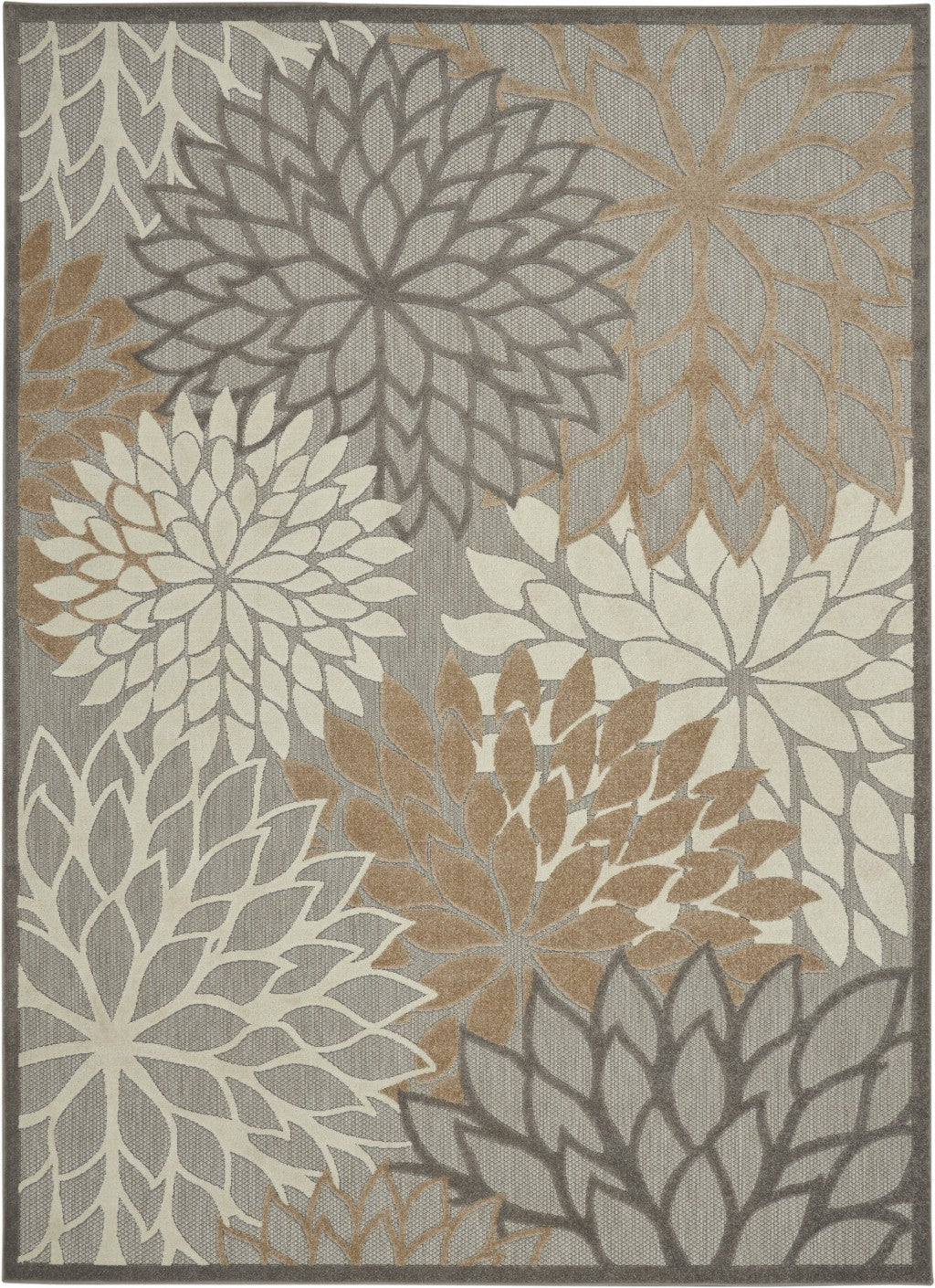 HomeRoots 7' x 10' Natural and Gray Indoor Outdoor Area Rug