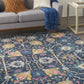 HomeRoots 7' x 10' Navy Blue Floral Buds Area Rug