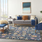 HomeRoots 7' x 10' Navy Blue Floral Buds Area Rug