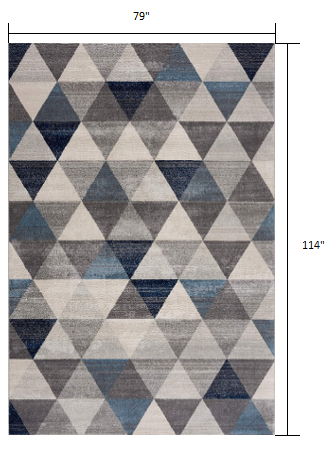 HomeRoots 7’ x 10’ Navy Blue Geometric Diamond Area Rug