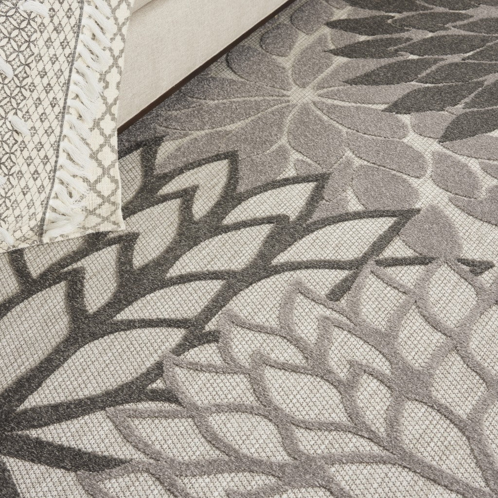 HomeRoots 7’ x 10’ Silver and Gray Indoor Outdoor Area Rug