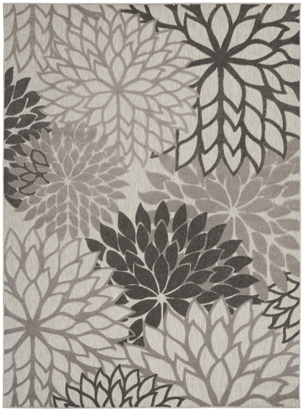 HomeRoots 7’ x 10’ Silver and Gray Indoor Outdoor Area Rug