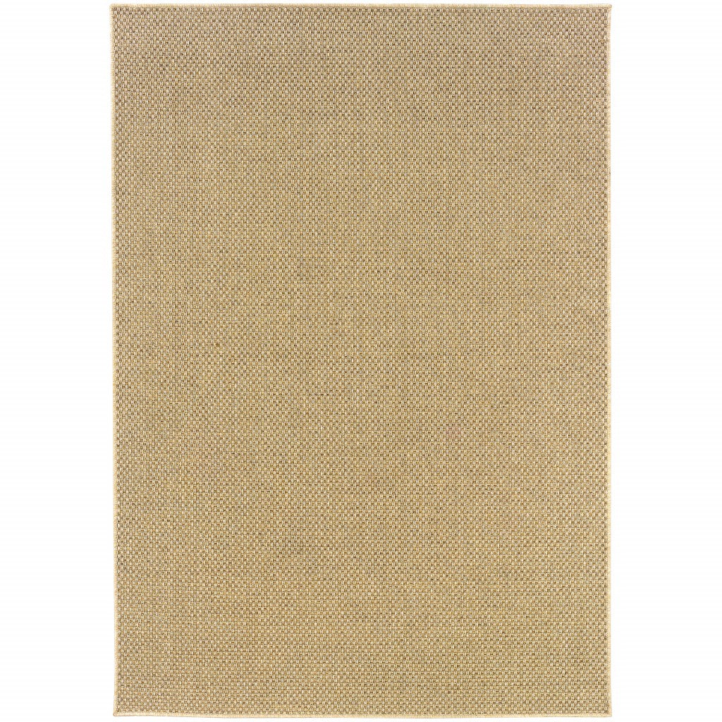 HomeRoots 7’ x 10’ Solid Sand Beige Indoor Outdoor Area Rug