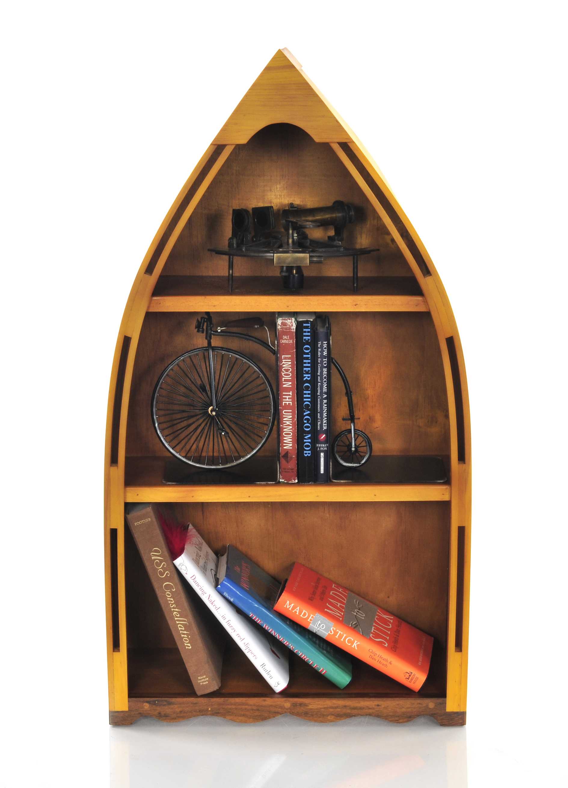 HomeRoots 7" x 18.5" x 34.3" Wooden Canoe Book Shelf Small