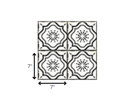 HomeRoots 7" x 7" Black And White Mosaic Peel and Stick Removable Tiles