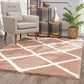 HomeRoots 7' x 9' Beige and White Modern Lattice Area Rug