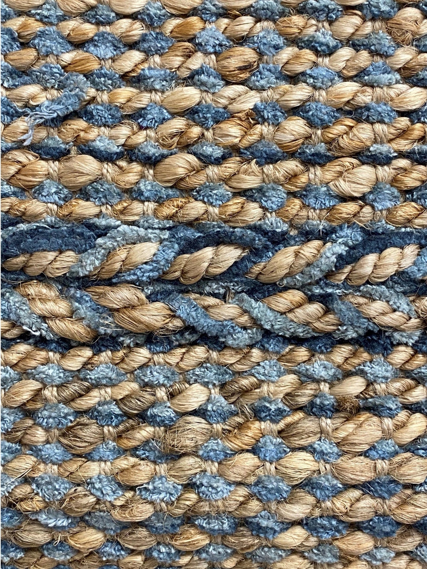 HomeRoots 7' x 9' Blue and Tan Braided Stripe Area Rug