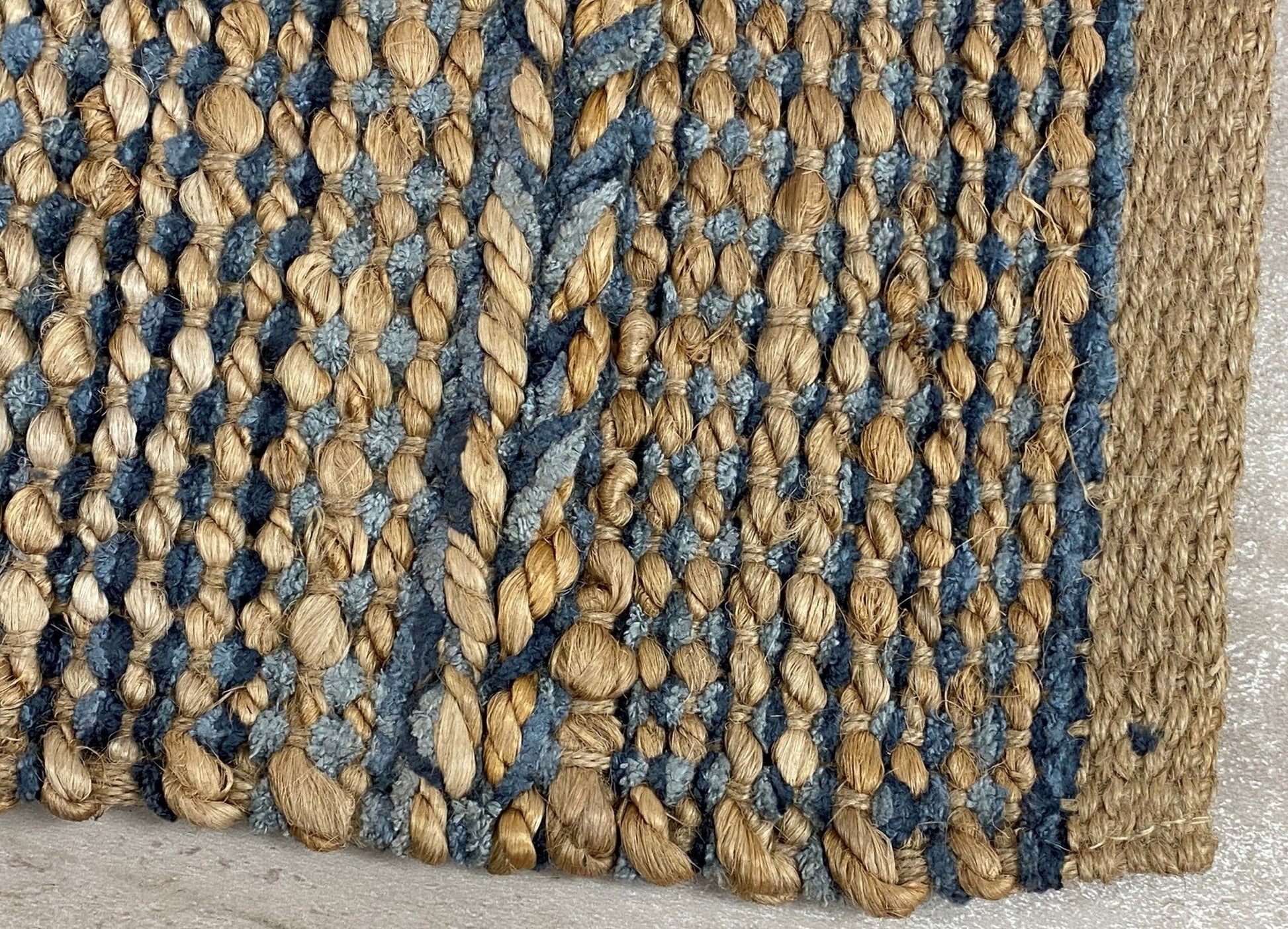 HomeRoots 7' x 9' Blue and Tan Braided Stripe Area Rug