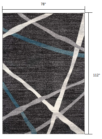 HomeRoots 7' x 9' Distressed Black and Gray Abstract Area Rug