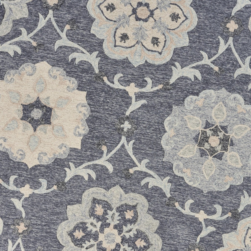 HomeRoots 7' x 9' Gray Floral Trellis Area Rug