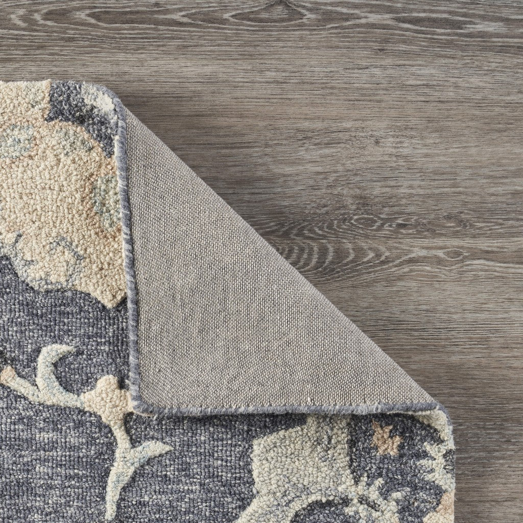 HomeRoots 7' x 9' Gray Floral Trellis Area Rug