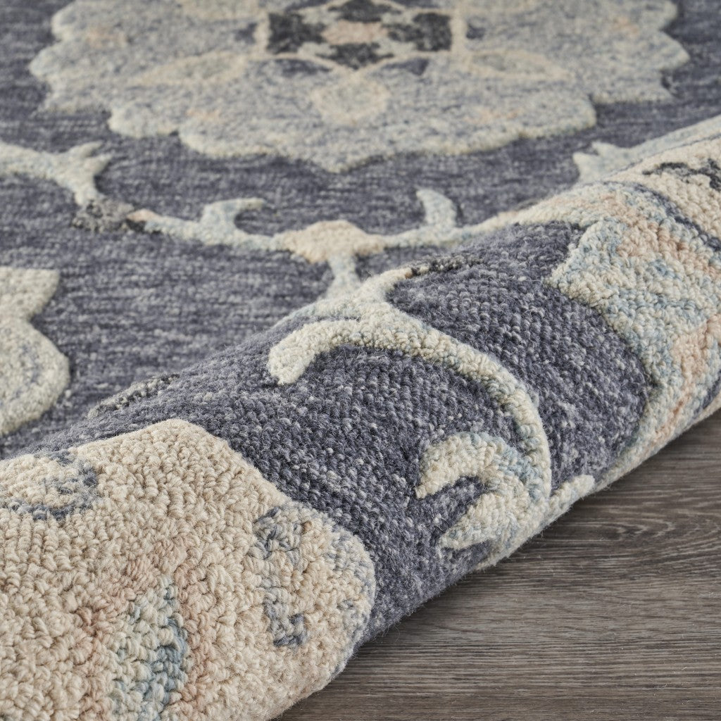HomeRoots 7' x 9' Gray Floral Trellis Area Rug