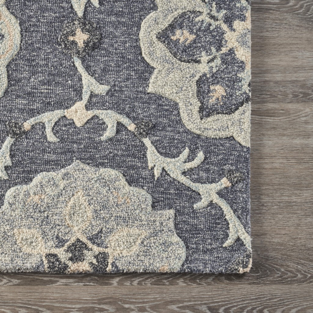 HomeRoots 7' x 9' Gray Floral Trellis Area Rug