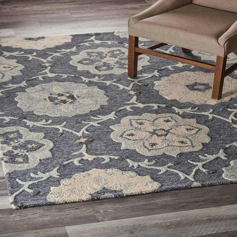 HomeRoots 7' x 9' Gray Floral Trellis Area Rug