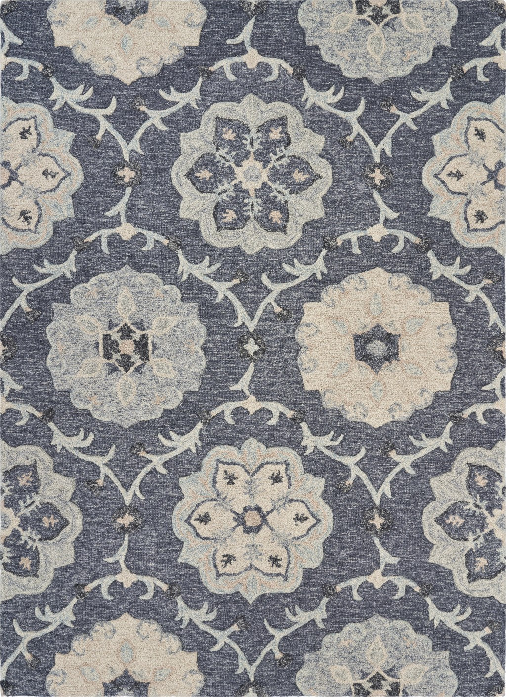 HomeRoots 7' x 9' Gray Floral Trellis Area Rug