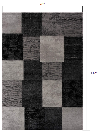 HomeRoots 7' x 9' Gray Geometric Blocks Area Rug