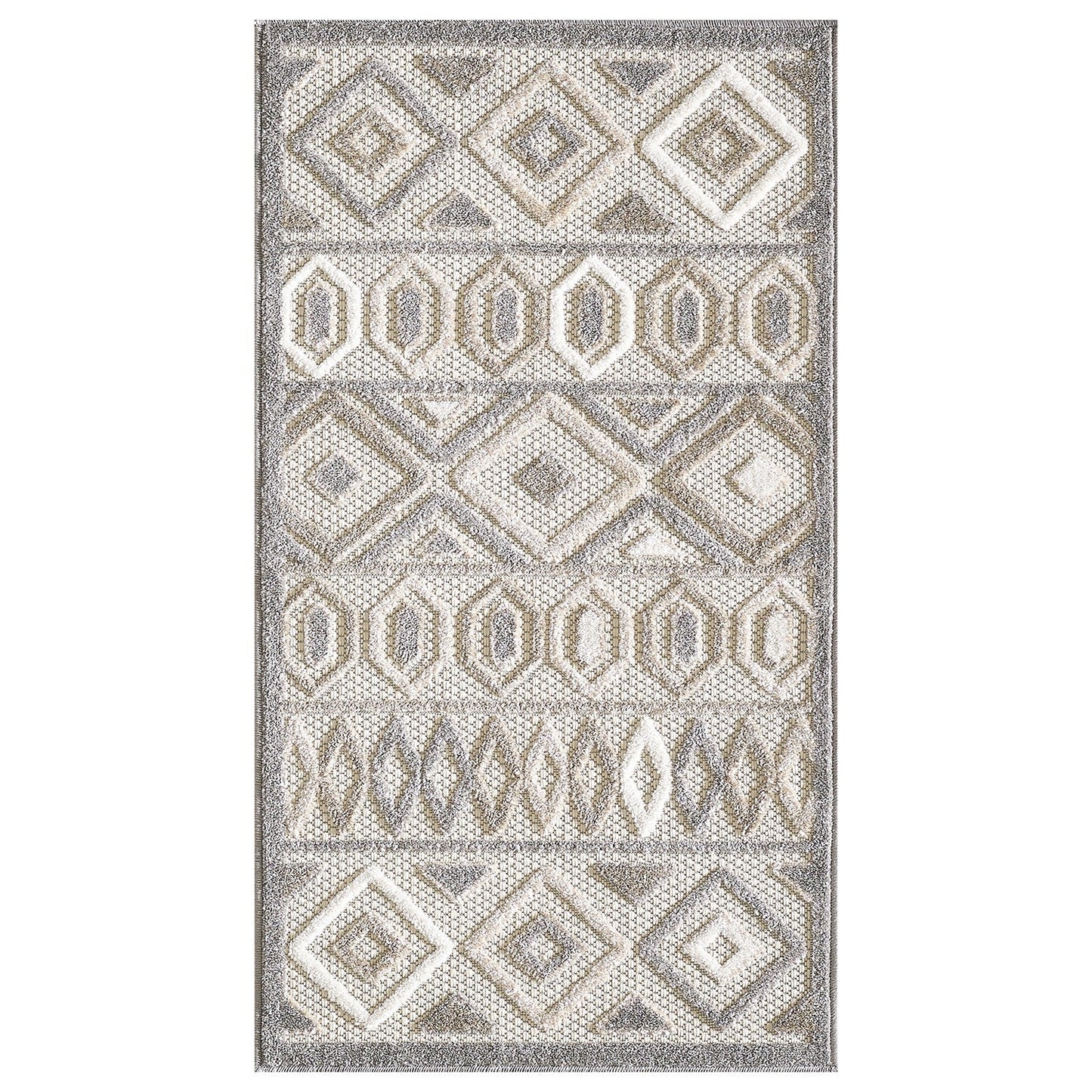 HomeRoots 7' x 9' Gray Ivory Aztec Pattern Indoor Outdoor Area Rug