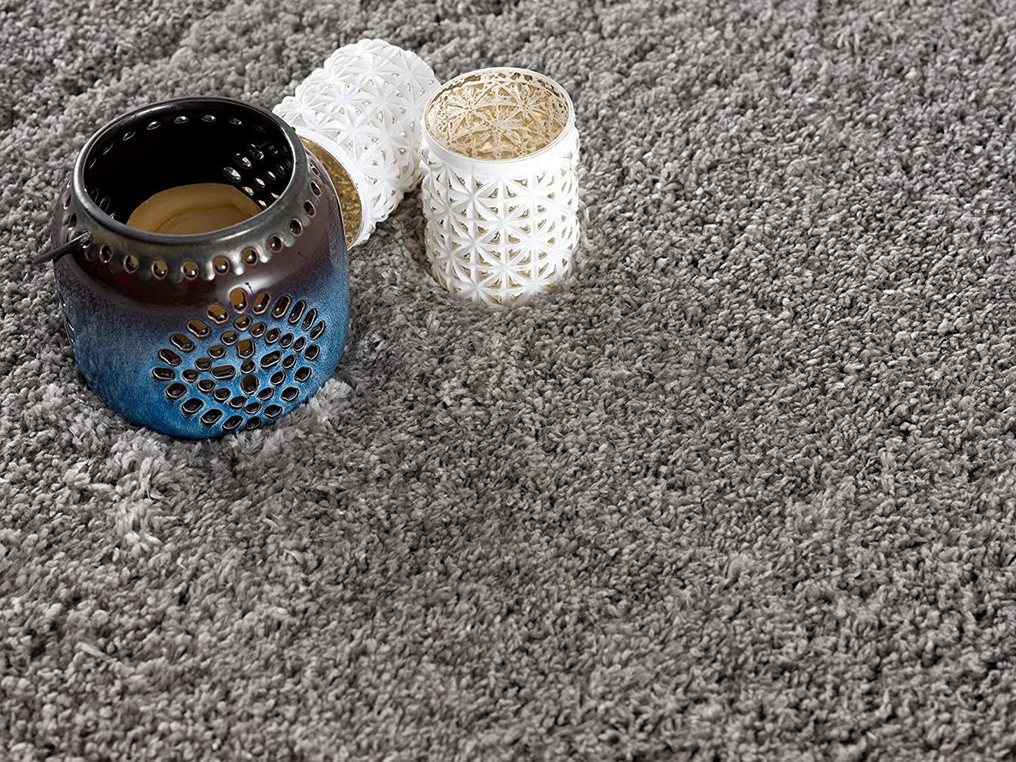 HomeRoots 7' x 9' Gray Modern Solid Shag Area Rug