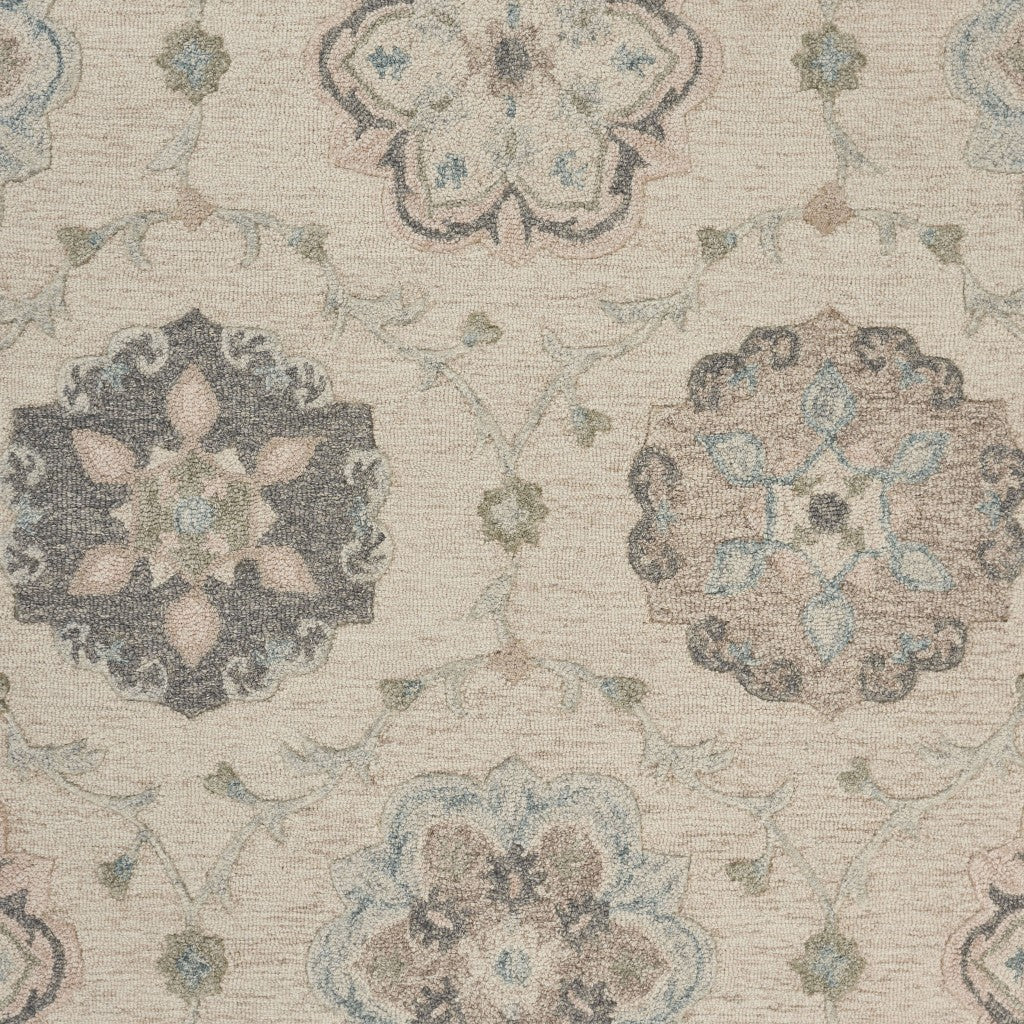 HomeRoots 7' x 9' Ivory Intricate Floral Area Rug