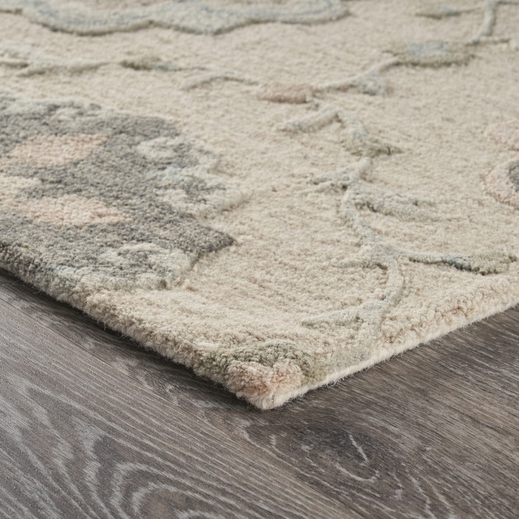 HomeRoots 7' x 9' Ivory Intricate Floral Area Rug