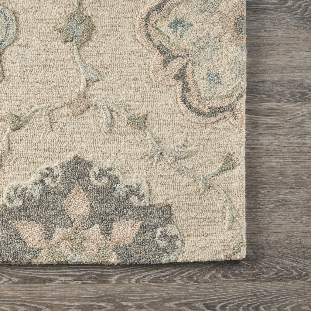 HomeRoots 7' x 9' Ivory Intricate Floral Area Rug