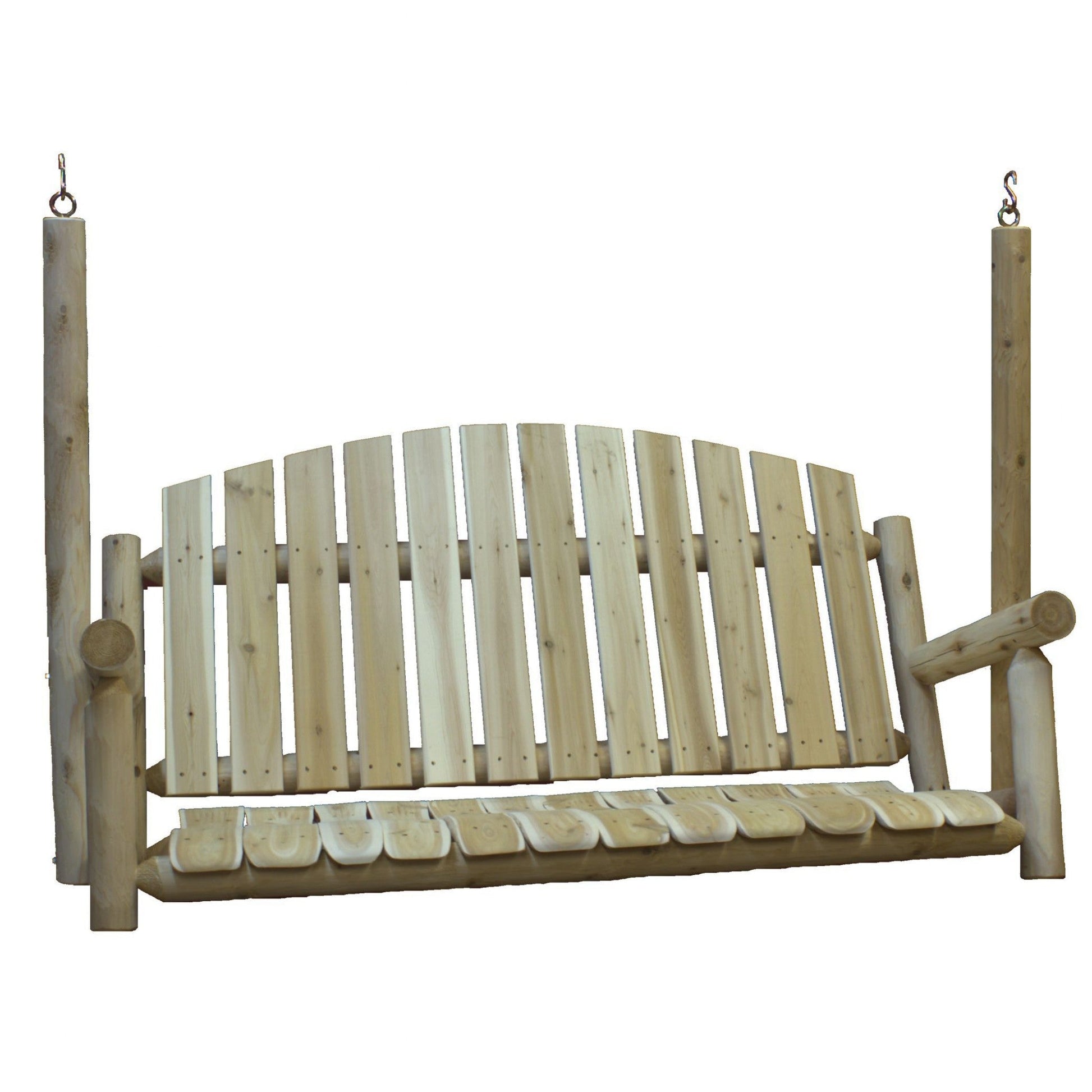 HomeRoots 71" Solid Wood Swing Chair in Natural Finish