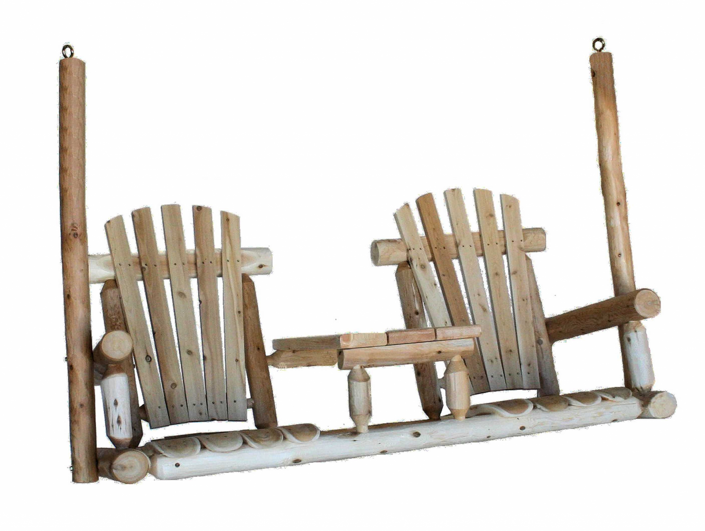 HomeRoots 71" x 24" x 49" Natural Wood Tete-A-Tete Porch Swing