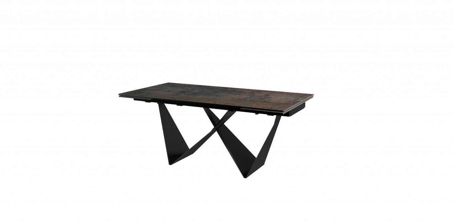 HomeRoots 71 x 35 x 30 Black Ceramic Metal Dining Table