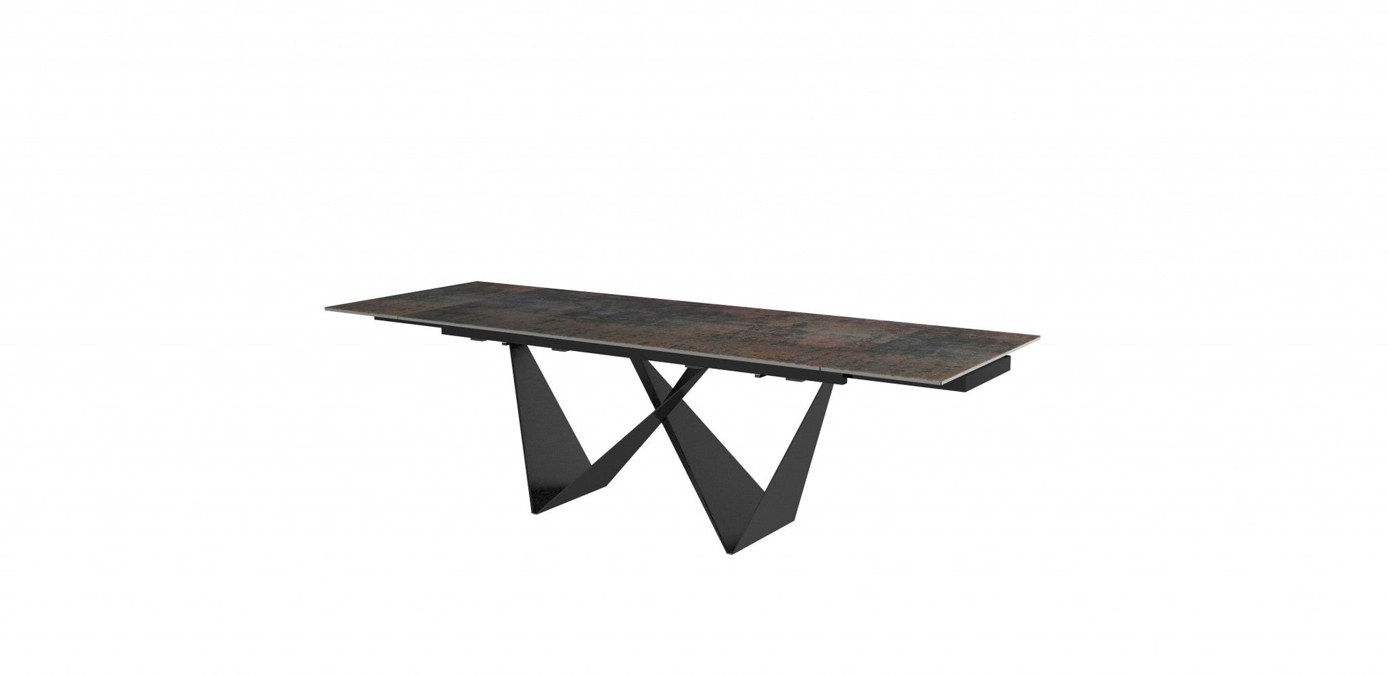 HomeRoots 71 x 35 x 30 Black Ceramic Metal Dining Table