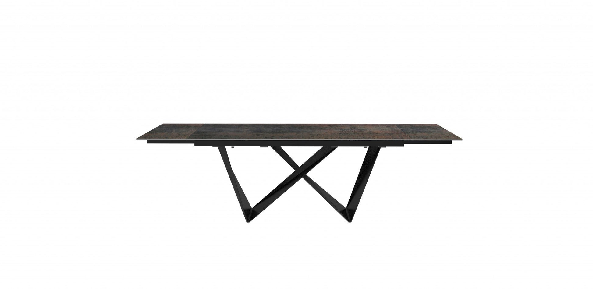 HomeRoots 71 x 35 x 30 Black Ceramic Metal Dining Table