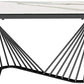 HomeRoots 71 x 35 x 30 White Glass Ceramic Dining Table
