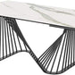 HomeRoots 71 x 35 x 30 White Glass Ceramic Dining Table