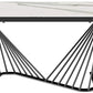 HomeRoots 71 x 35 x 30 White Glass Ceramic Dining Table