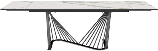 HomeRoots 71 x 35 x 30 White Glass Ceramic Dining Table