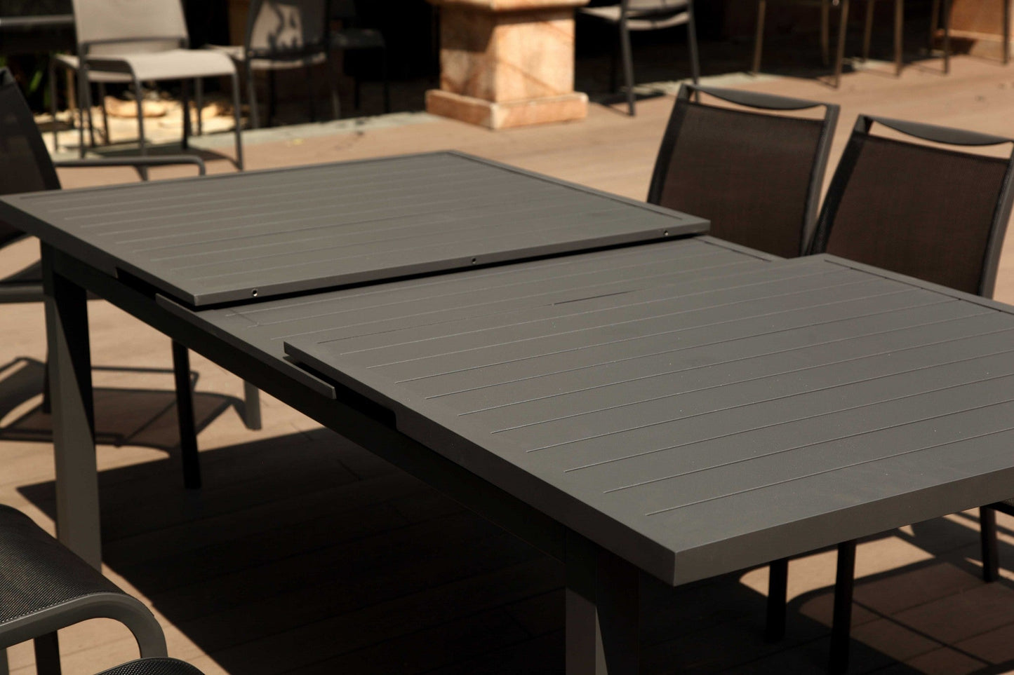 HomeRoots 71 x 43 x 30 Gray Aluminum Extendable Dining Table