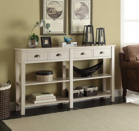 HomeRoots 72" x 12" x 35" Wooden Console Table in Cream Finish